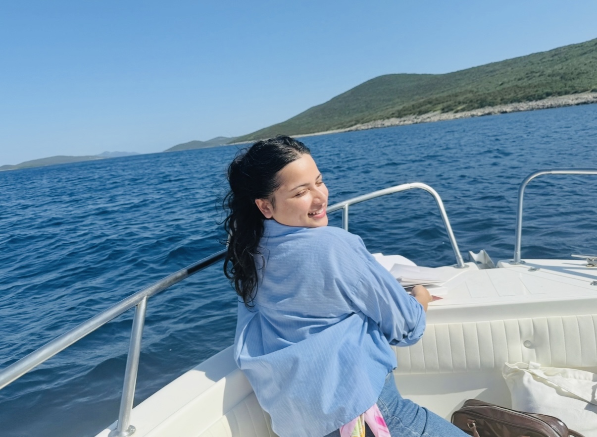 Sanya on a boat in Croatia